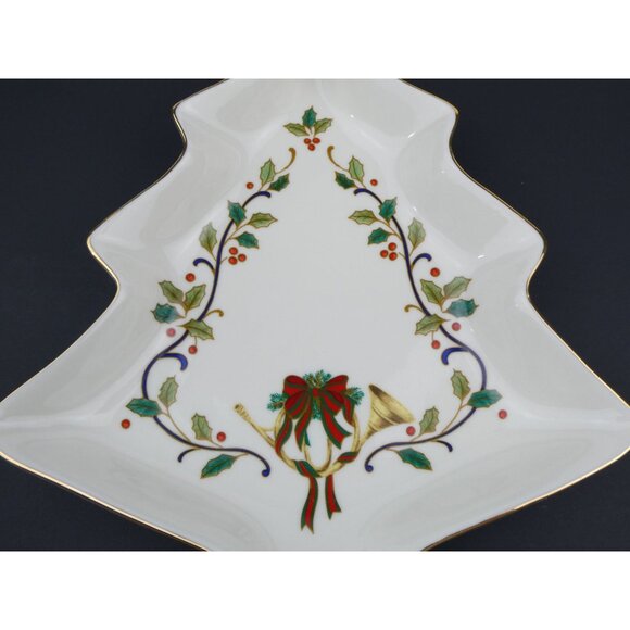 Mikasa Fine China Holiday Elegance Christmas Tree Shaped Serving Dish - Picture 6 of 11